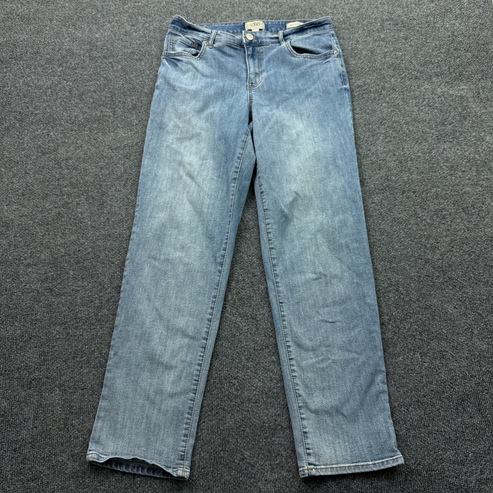 LOGO by Lori Goldstein Boyfriend Jeans Womens 10 Blue Medium Wash Stretch Denim